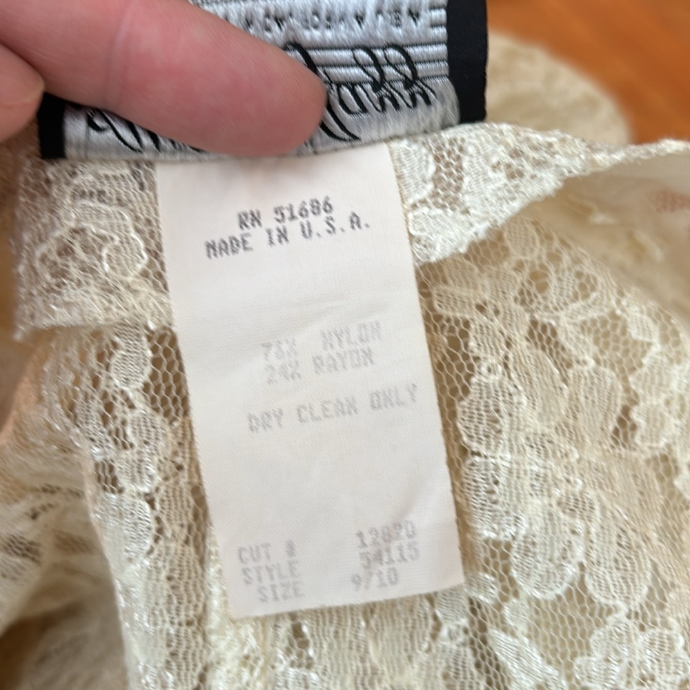 80s FLORAL LACE TUNIC DRESS COQUETTE GIRL EMPIRE BODICE W PLEATED SKIRT 10 - Picture 11 of 11